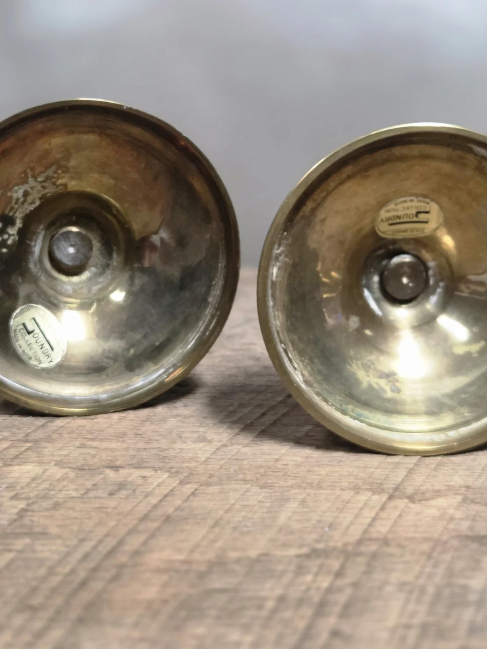2 Vintage Mid Century Foundry Collection 100% Brass Candlestick Holders Bin 1E